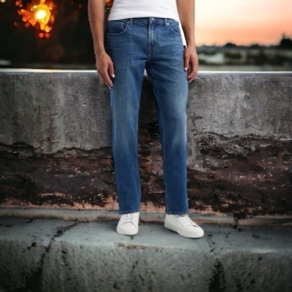 7 For All Mankind Other - 7 FOR ALL MANKIND Blue Denim Cotton Relaxed Fit Straight Leg Men Jeans 36x34 NWT